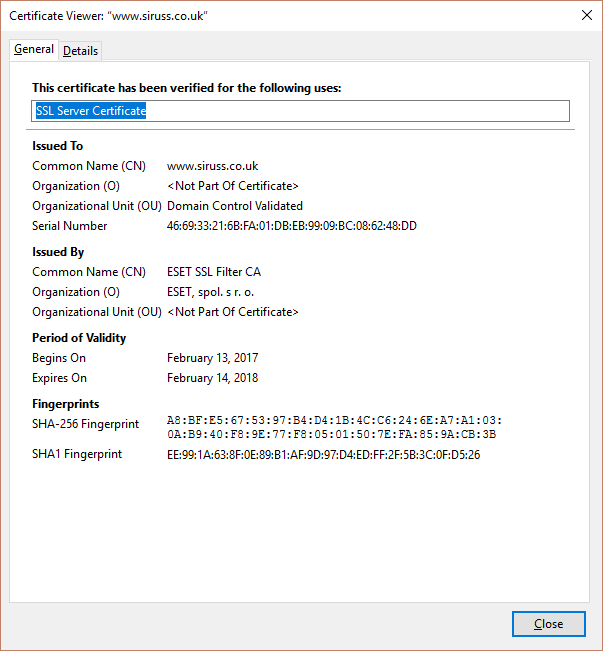 Certificate Details